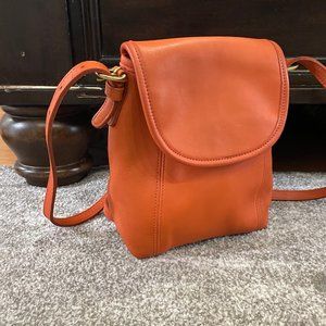 Smooth Vintage Leather Orange Coach Handbag